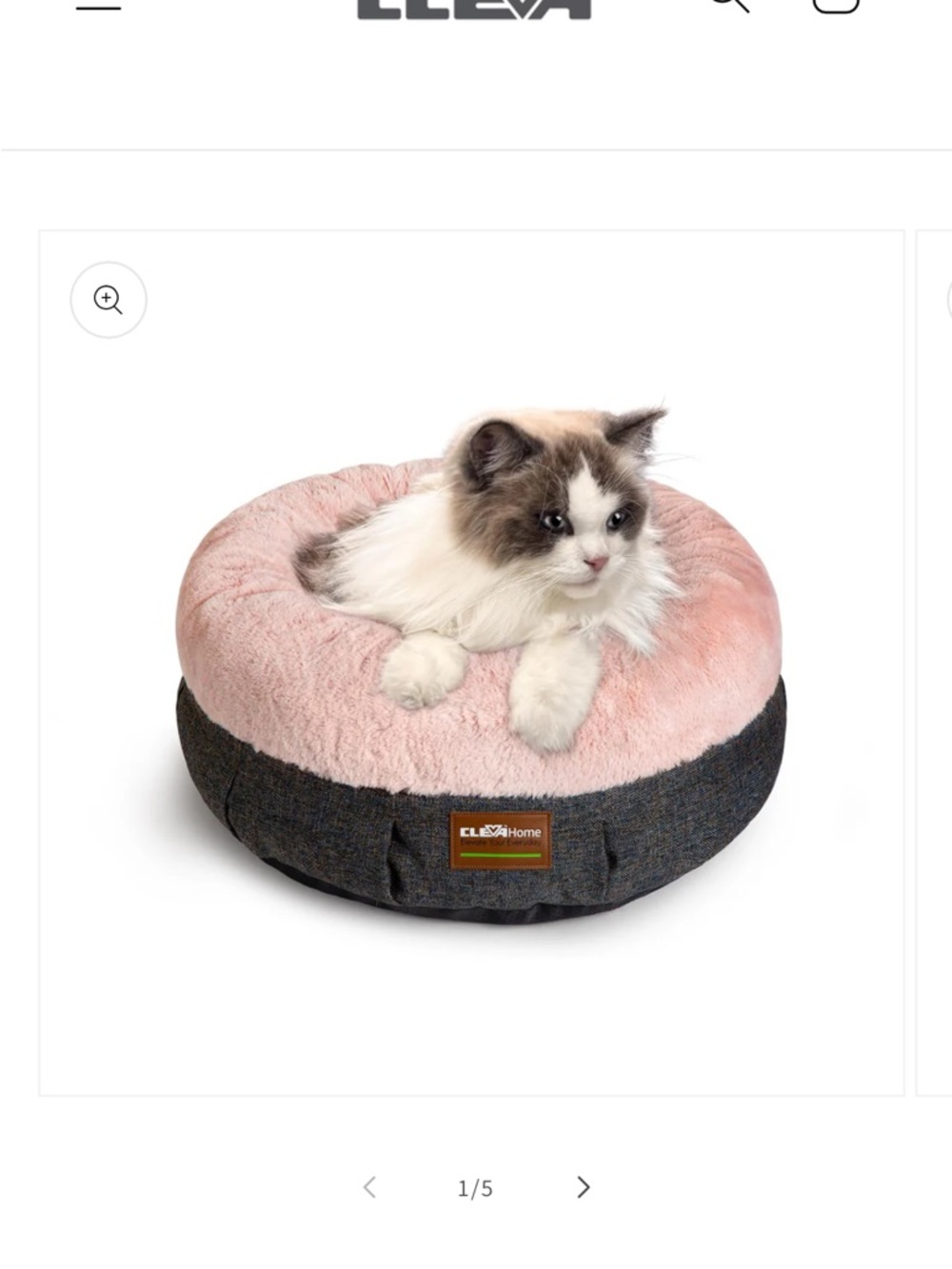 🩷 ClevaHome Plush Pink & Gray Donut Cat Bed 🐾